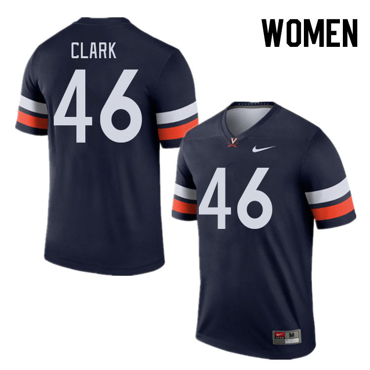 Women #46 Devin Clark Virginia Cavaliers College Football Jerseys Stitched Sale-Navy - Click Image to Close